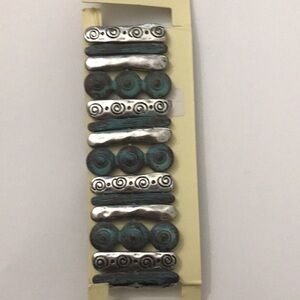 DaVinci Patina Swirl Circle Design Bar Stretch Bracelet, NWT